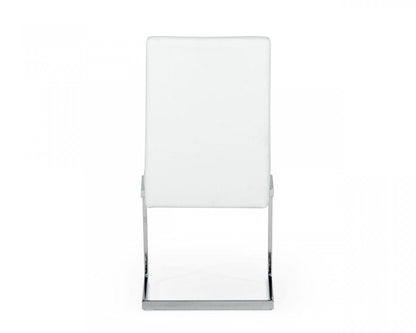 Set of Two White Silver Modern Dining Chairs