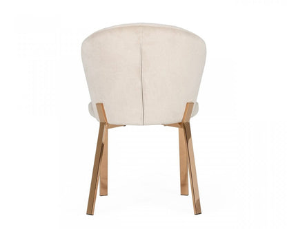 Beige Velvet Rosegold Dining Chair