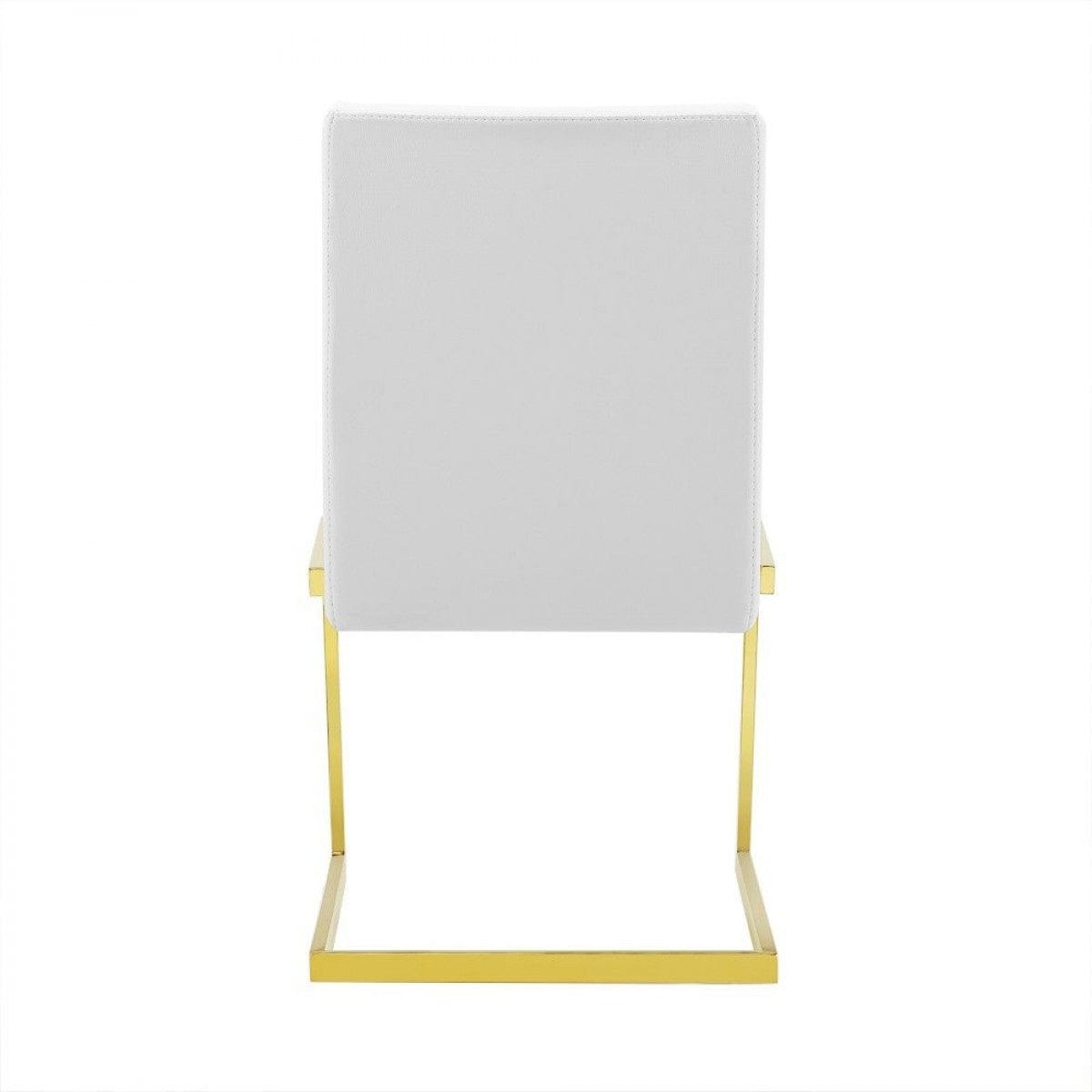 Set of Two White Gold Modern Dining Chairs