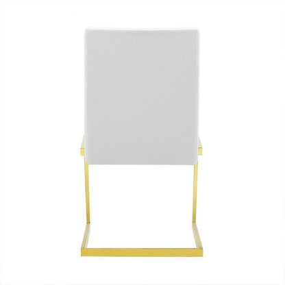 Set of Two White Gold Modern Dining Chairs
