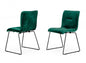 Set of Two Emerald Green Velvet Dining Chairs