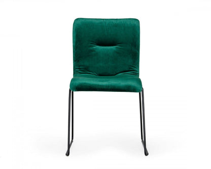 Set of Two Emerald Green Velvet Dining Chairs