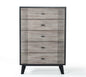 30" Grey And Black Wood Five Drawer Standard Chest