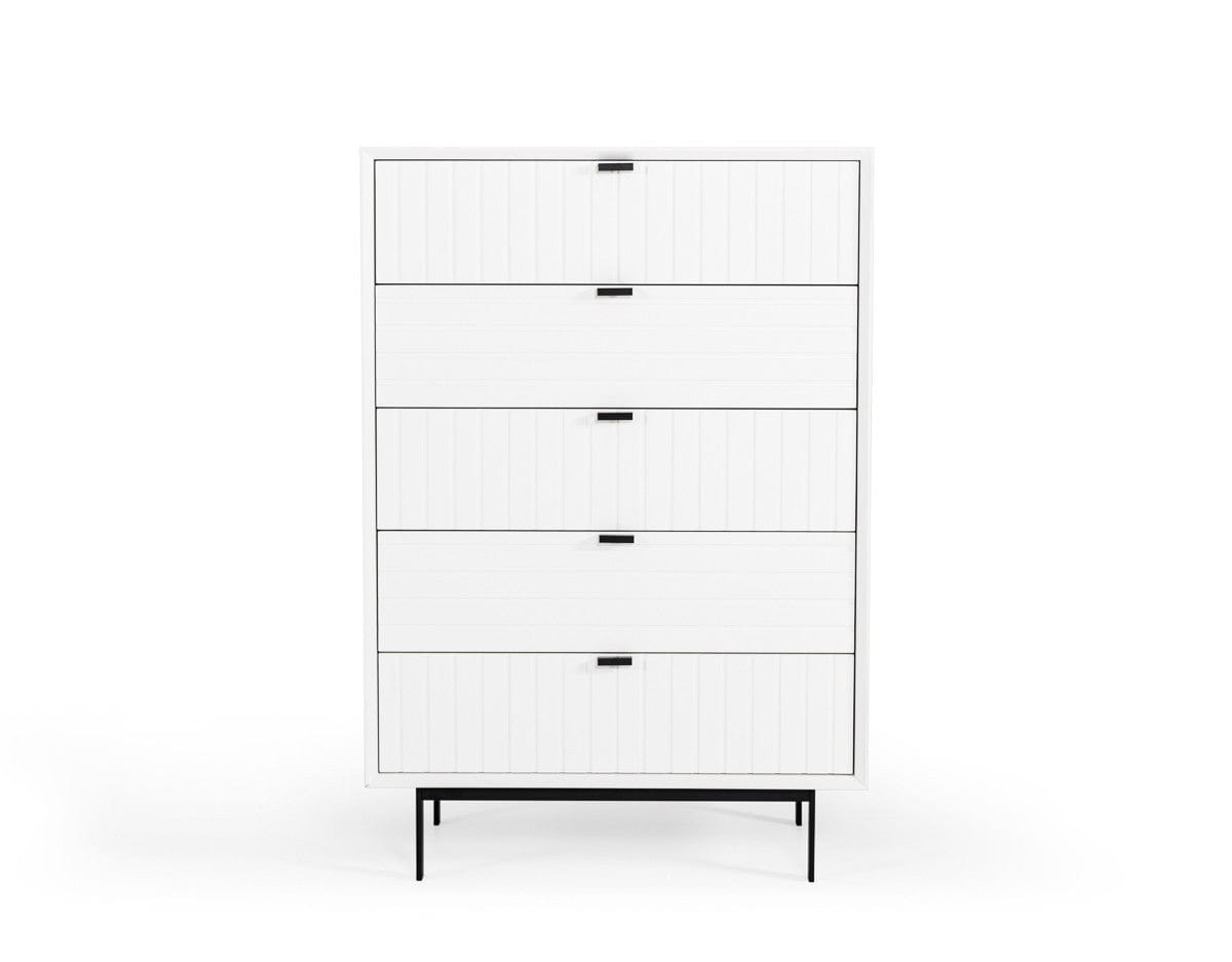 30" White Solid Wood Five Drawer Standard Chest