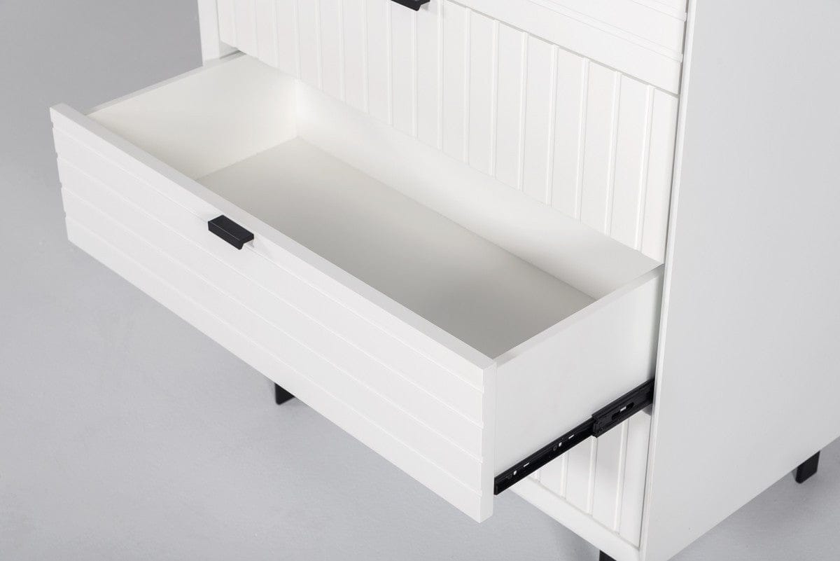 30" White Solid Wood Five Drawer Standard Chest