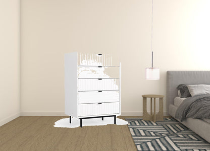 30" White Solid Wood Five Drawer Standard Chest