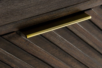 39" Dark Acacia Solid Wood Five Drawer Standard Dresser