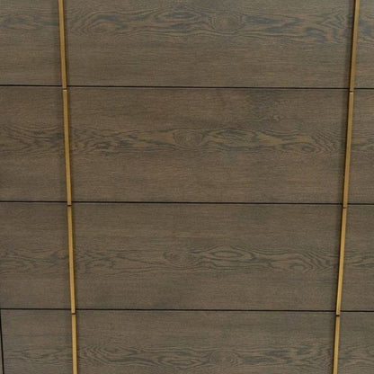 39" Dark Brown and gold Solid Wood Four Drawer Standard Dresser