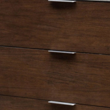 35" Dark Walnut And Grey Manufactured Wood Five Drawer Standard Chest