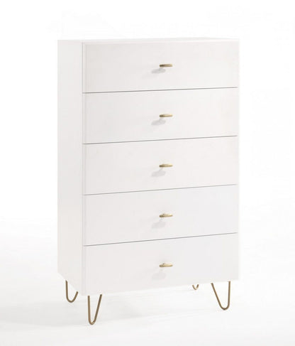 30" White Manufactured Wood Five Drawer Standard Chest