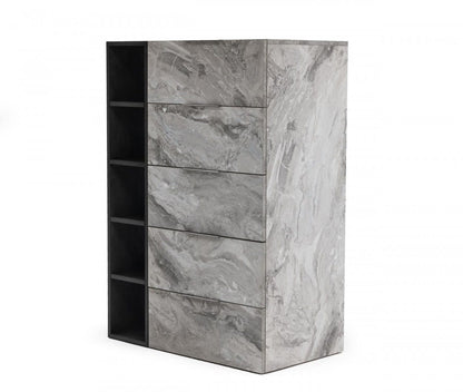 35" Grey Manufactured Wood Five Drawer Standard Chest