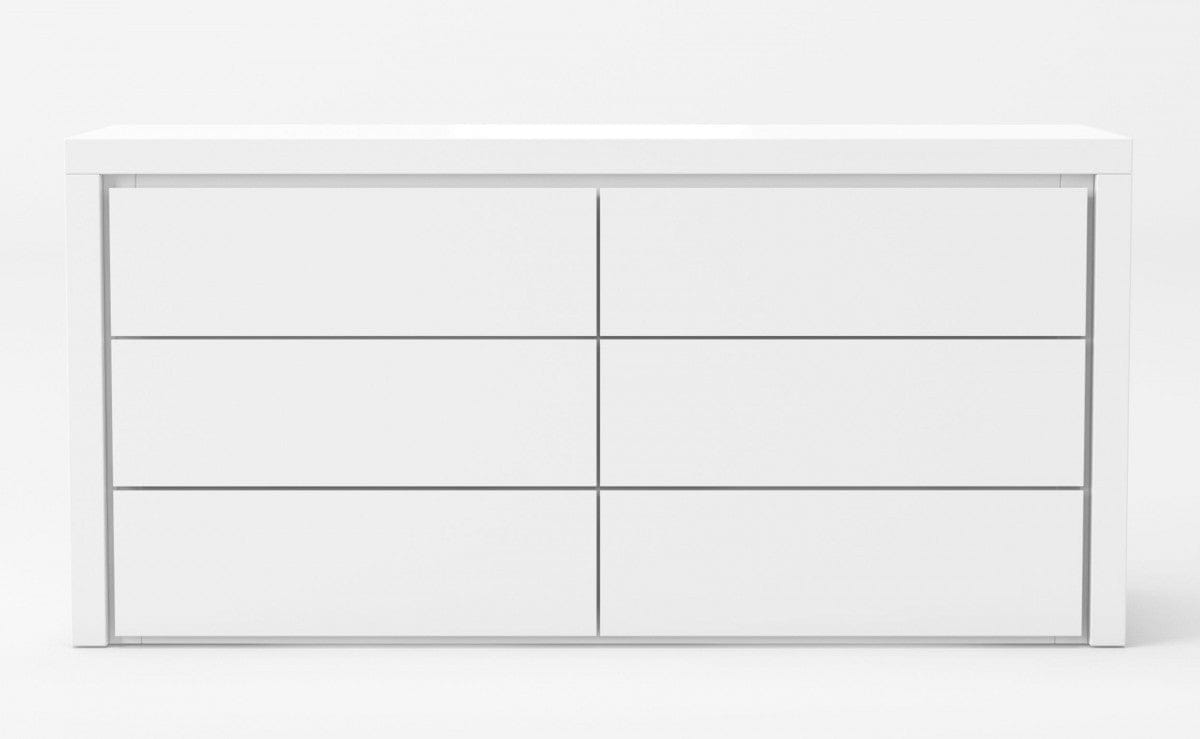 62" White Manufactured Wood Six Drawer Double Dresser