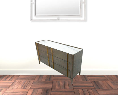 59" Dark Brown Solid Wood Six Drawer Double Dresser