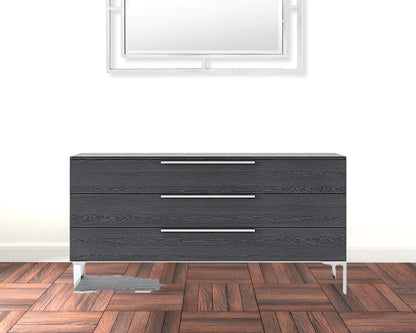 58" Grey Manufactured Wood Three Drawer Standard Dresser