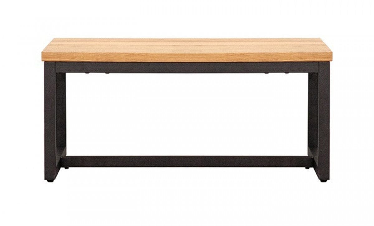 Rustic Natural Oak And Black Metal End Table