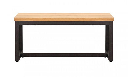 Rustic Natural Oak And Black Metal End Table