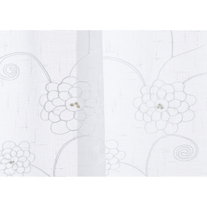 Set of Two 84"  White Beaded Floral Embroidered Window Panels