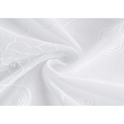 Set of Two 84"  White Beaded Floral Embroidered Window Panels