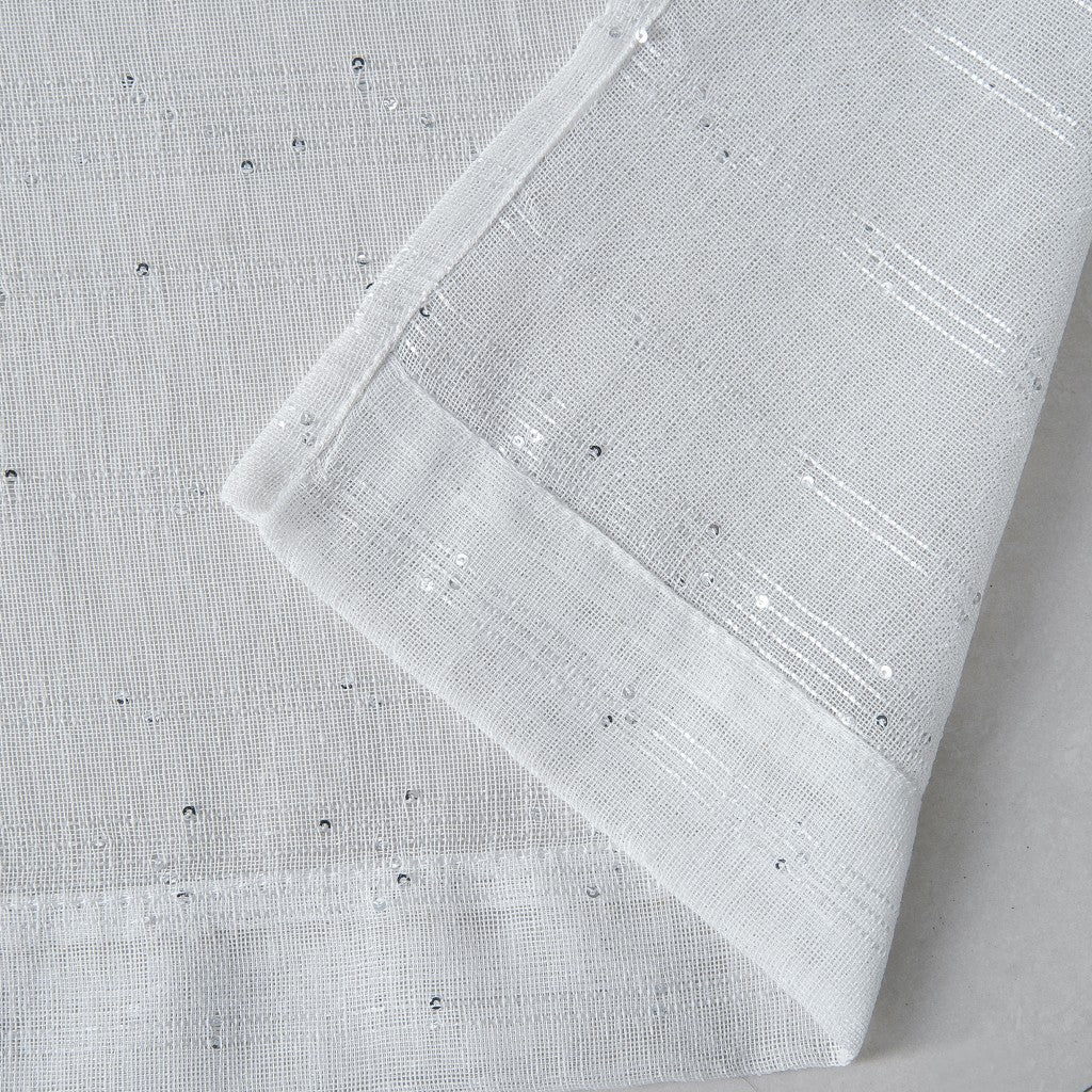 Set of Two 84"  White Shimmery Window Curtain Panels