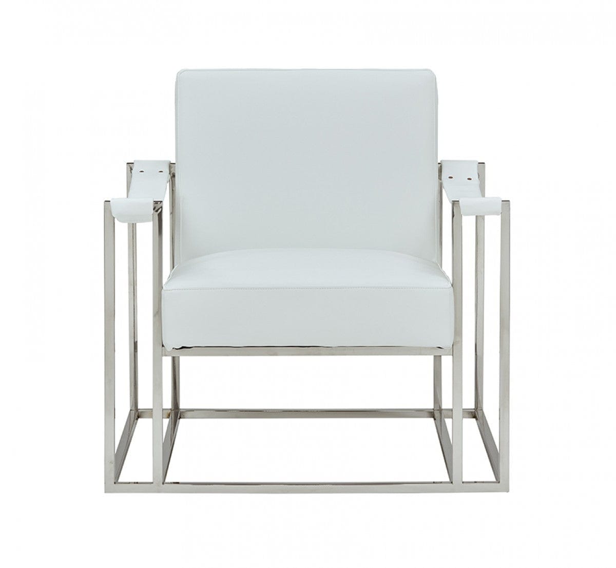 Stylish White Leatherette And Steel Chair