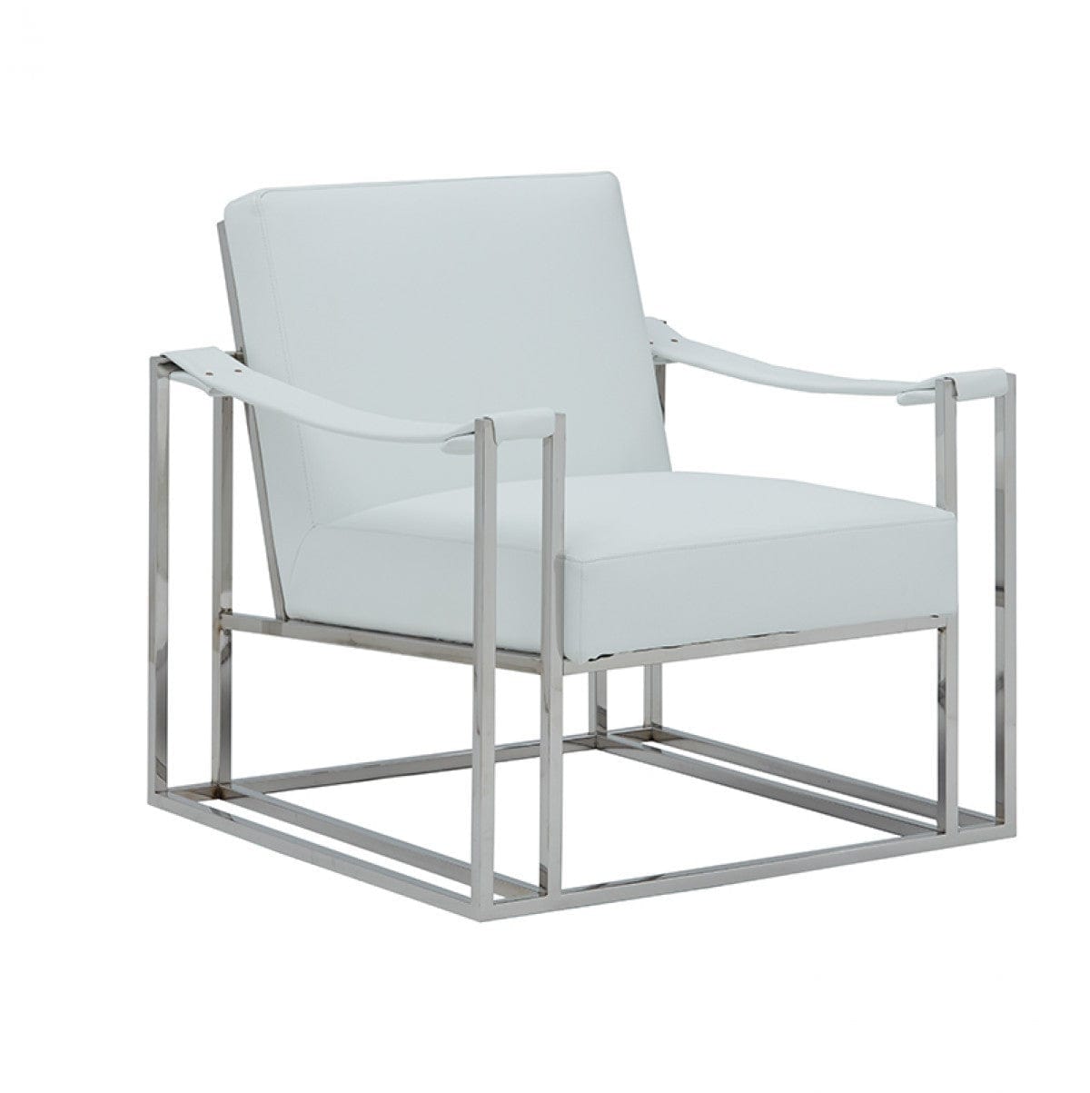 Stylish White Leatherette And Steel Chair