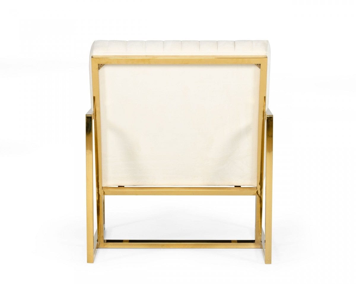 Industrial Off White Velvet And Gold Steel Chair