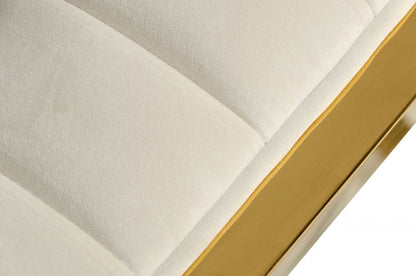 Industrial Off White Velvet And Gold Steel Chair
