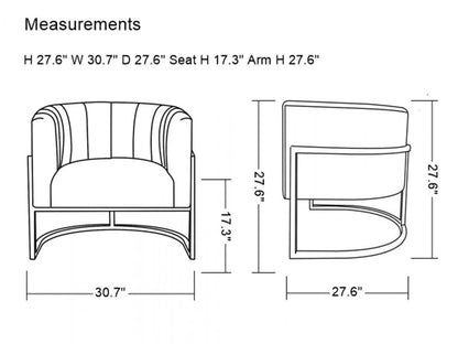 Glam Gray and Gold Channel Tufted Velvet Accent Chair