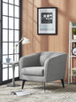 30" Contemporary Light Grey Fabric Curved Arm Accent Chair