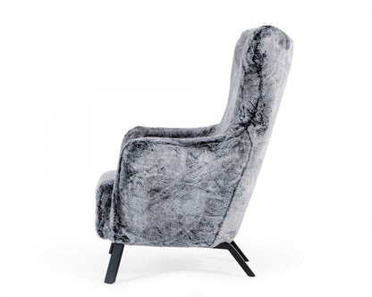 Mid Century Glam Grey Faux Fur Accent Chair