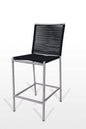 40" Black And Silver Stainless Steel Low Back Bar Height Bar Chair With Footrest