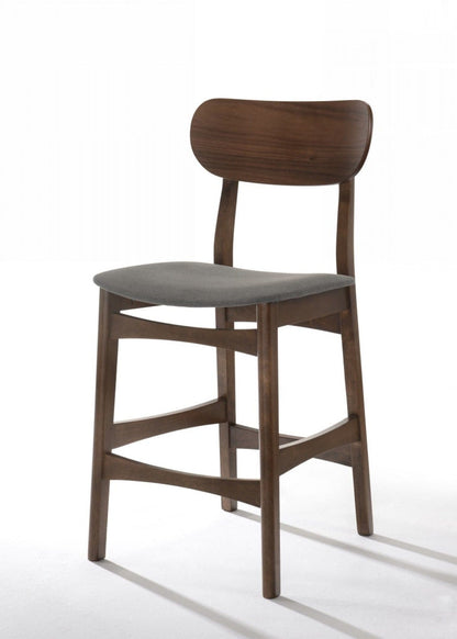 Set Of Two 38" Grey Brown Bar Height Low Back Bar Chairs With Footrest