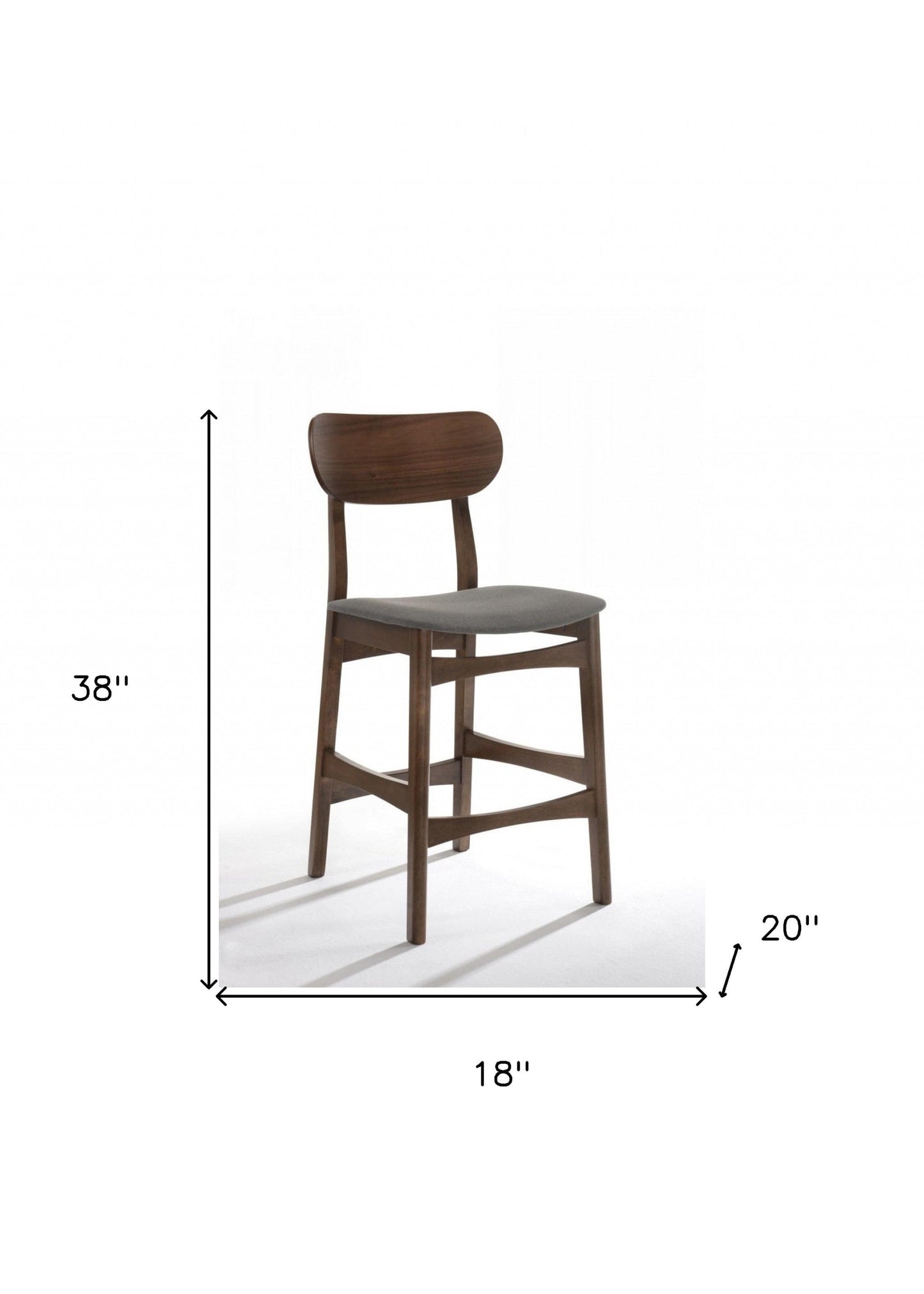 Set Of Two 38" Grey Brown Bar Height Low Back Bar Chairs With Footrest