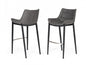 Set Of Two 42" Grey Faux Leather And Steel Bar Height Chairs With Footrest