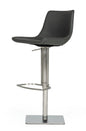 43" Grey Faux Leather And Stainless Steel Swivel Low Back Adjustable Height Bar Chair With Footrest