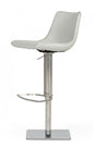 43" Light Grey Faux Leather And Stainless Steel Swivel Low Back Adjustable Height Bar Chair With Footrest