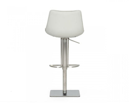 43" Light Grey Faux Leather And Stainless Steel Swivel Low Back Adjustable Height Bar Chair With Footrest