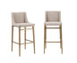 Set Of Two 41" Beige And Antiqued Gold Bar Height Chairs With Footrest