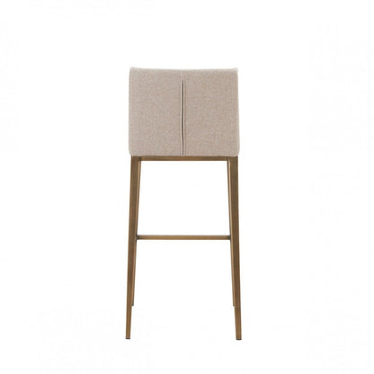 Set Of Two 41" Beige And Antiqued Gold Bar Height Chairs With Footrest