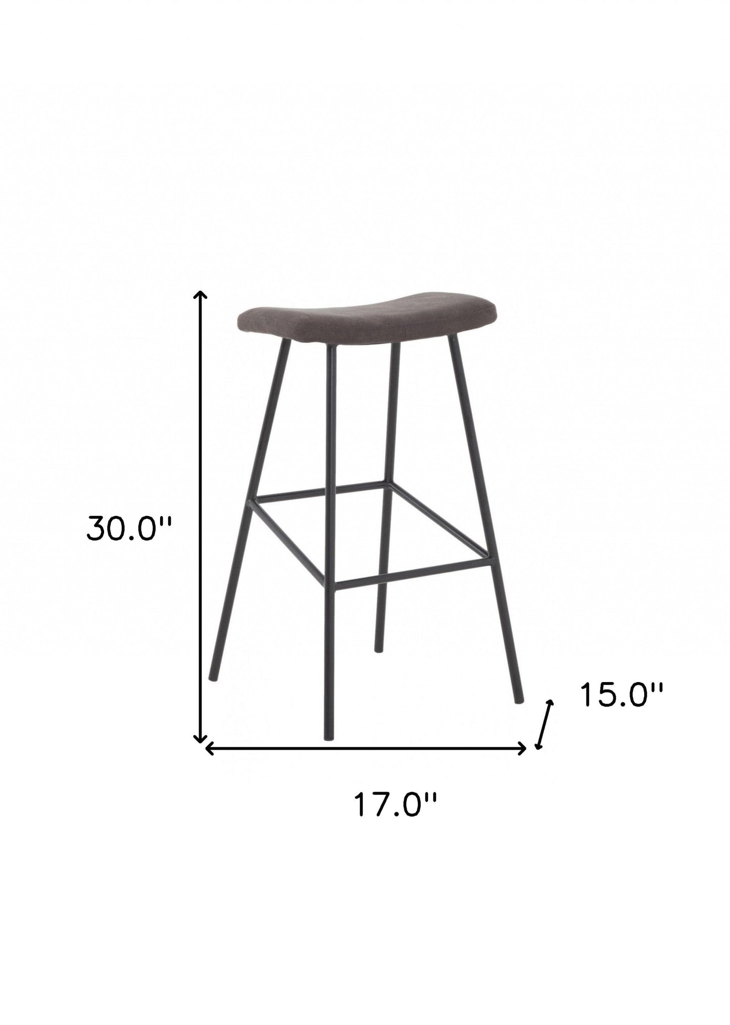 30" Brown Black Bar Height Backless Bar Chair With Footrest