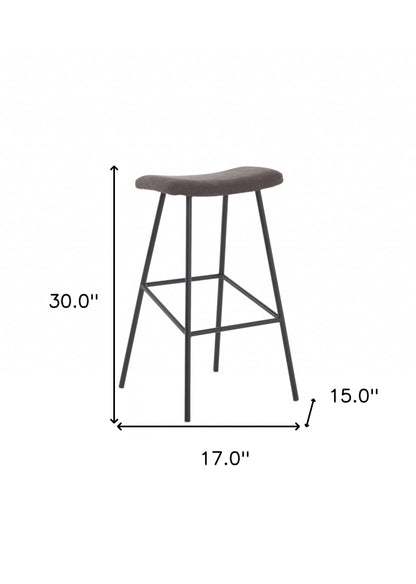 30" Brown Black Bar Height Backless Bar Chair With Footrest