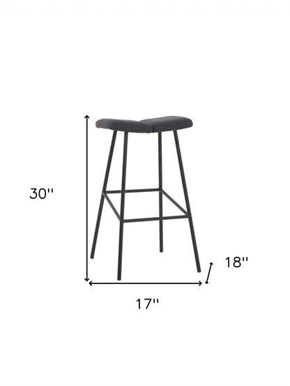 30" Brown Black Bar Height Backless Bar Chair With Footrest