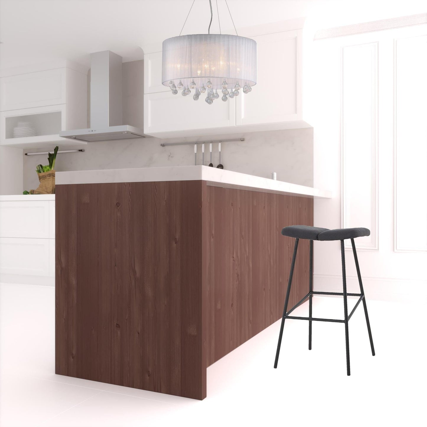 30" Brown Black Bar Height Backless Bar Chair With Footrest