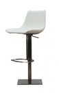 40" White Faux Leather And Stainless Steel Swivel Adjustable Height Bar Chair With Footrest
