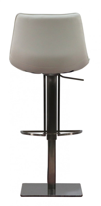40" White Faux Leather And Stainless Steel Swivel Adjustable Height Bar Chair With Footrest