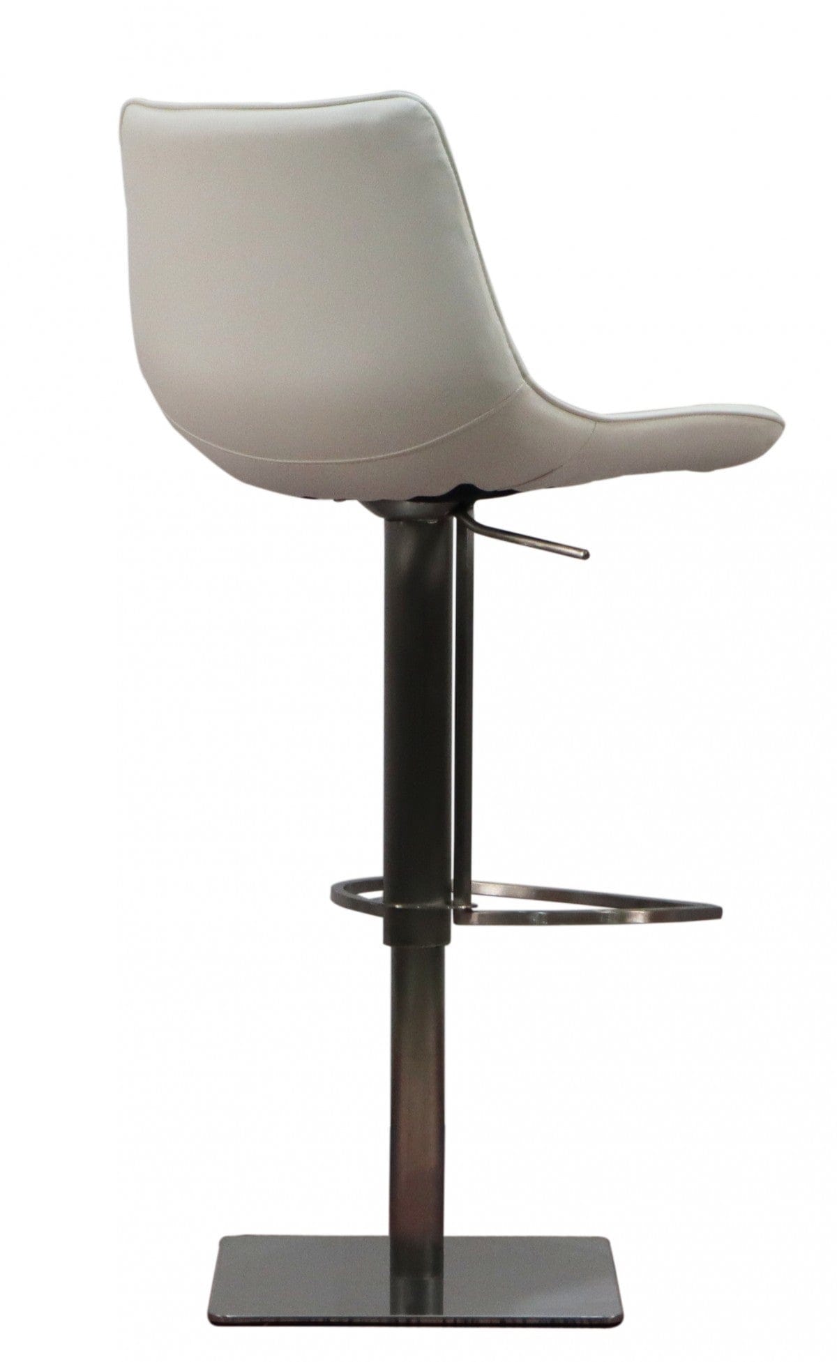 40" White Faux Leather And Stainless Steel Swivel Adjustable Height Bar Chair With Footrest