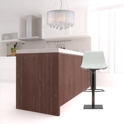40" White Faux Leather And Stainless Steel Swivel Adjustable Height Bar Chair With Footrest