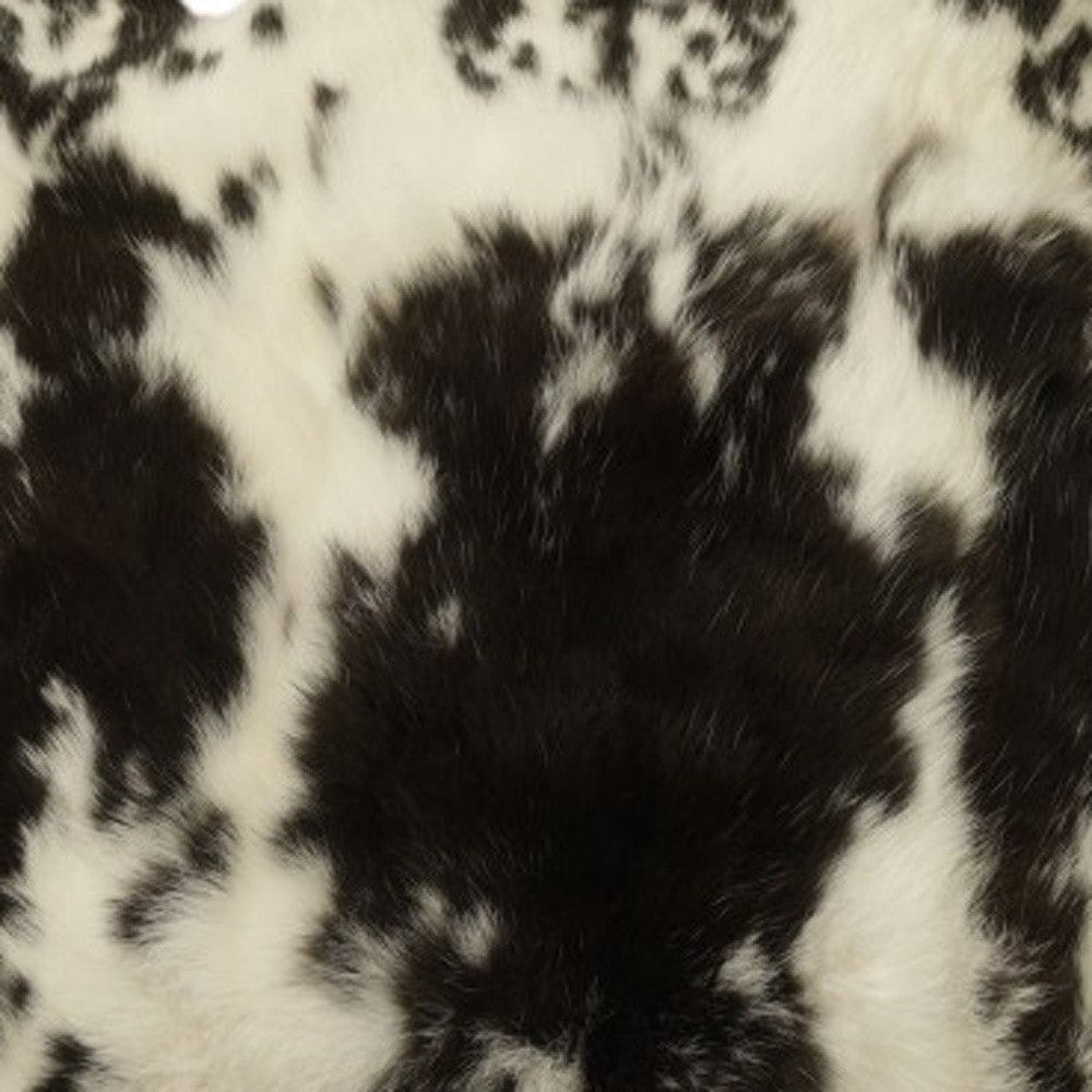 Set Of Two 18" X 18" Black And White Rabbit Natural Fur Animal Print Throw Pillows