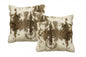 Set Of Two 18" X 18" Brown And White Rabbit Natural Fur Animal Print Throw Pillows