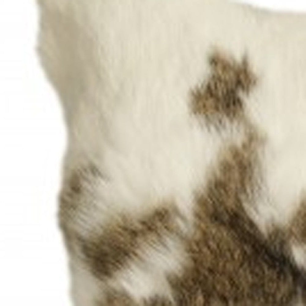 Set Of Two 18" X 18" Brown And White Rabbit Natural Fur Animal Print Throw Pillows